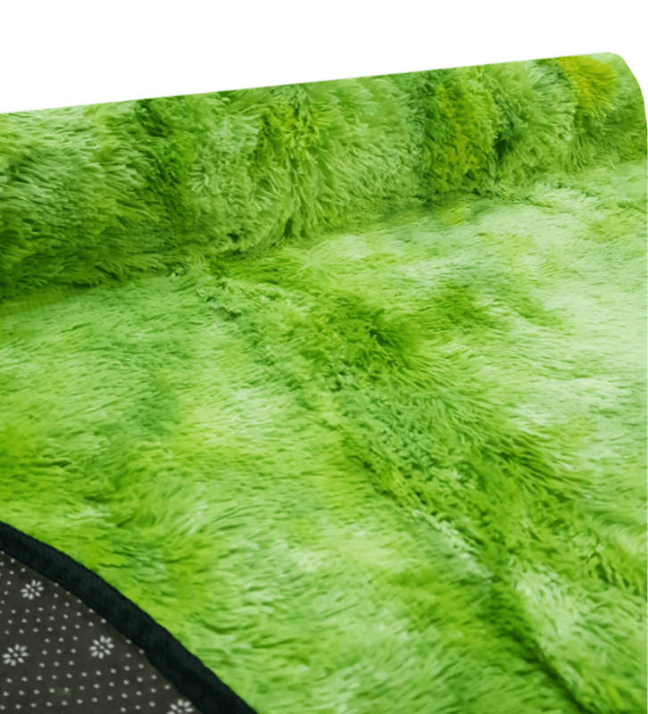 SMTE Large Premium Fluffy Carpet/Rug - Green Mix with keychain