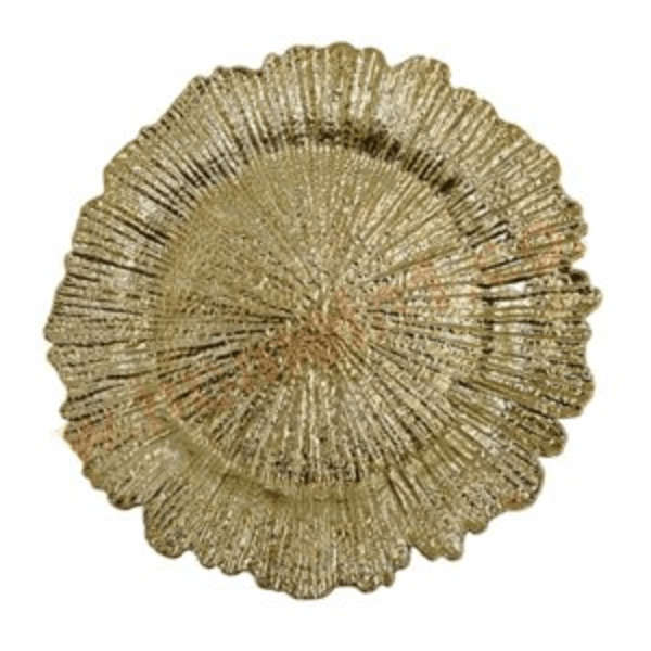 SMTE 6 Piece Splash Pattern 33cm Plastic Underplate - Gold with keychain