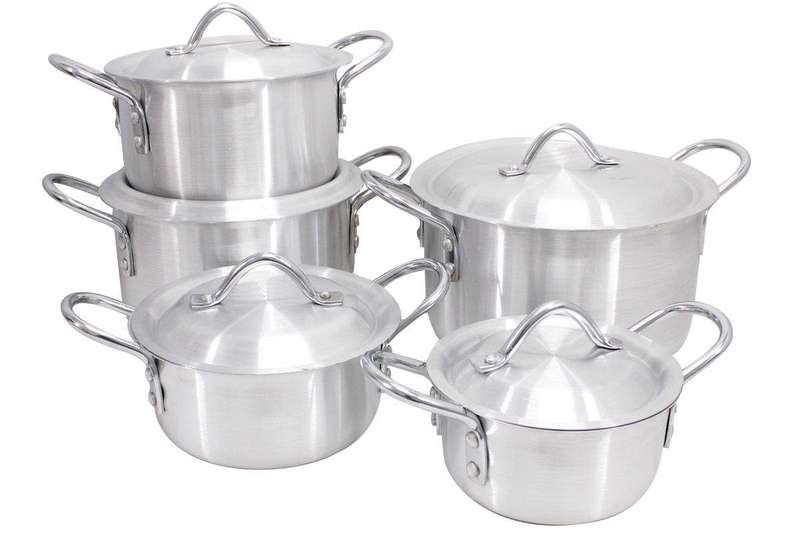 SMTE 10 Piece Aluminum Pot & Lid Cookware Set - Baby with keychain