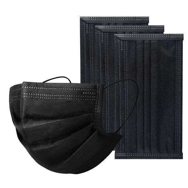 SMTE Face Mask - Disposable Protective - Pack of 100 - Black with keychain