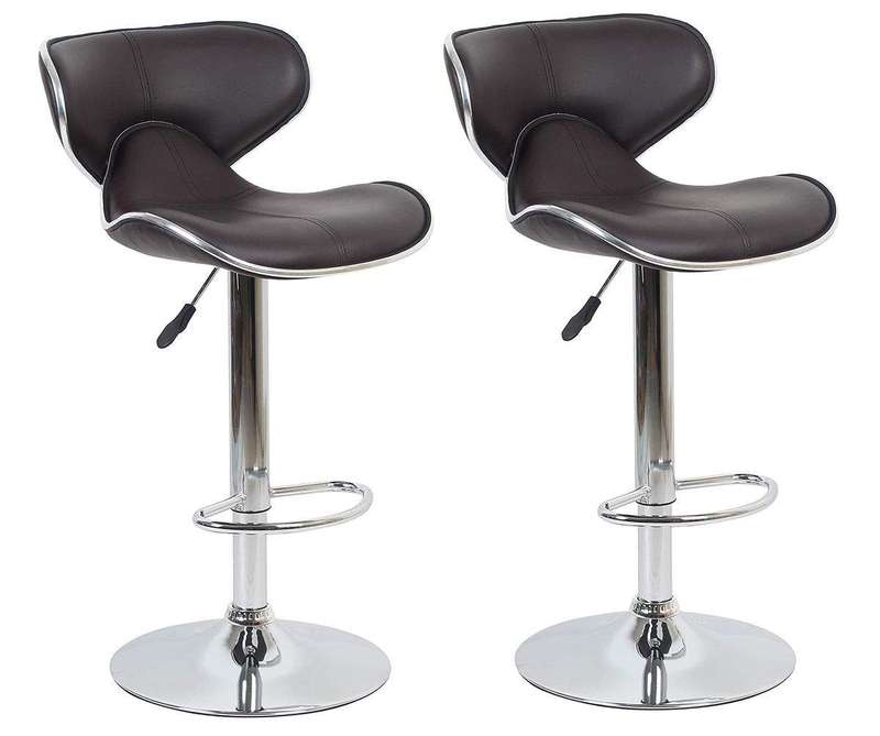 SMTE Bar Stools with Stitching Contrast - 2 Pack ? Brown Colour with keychain