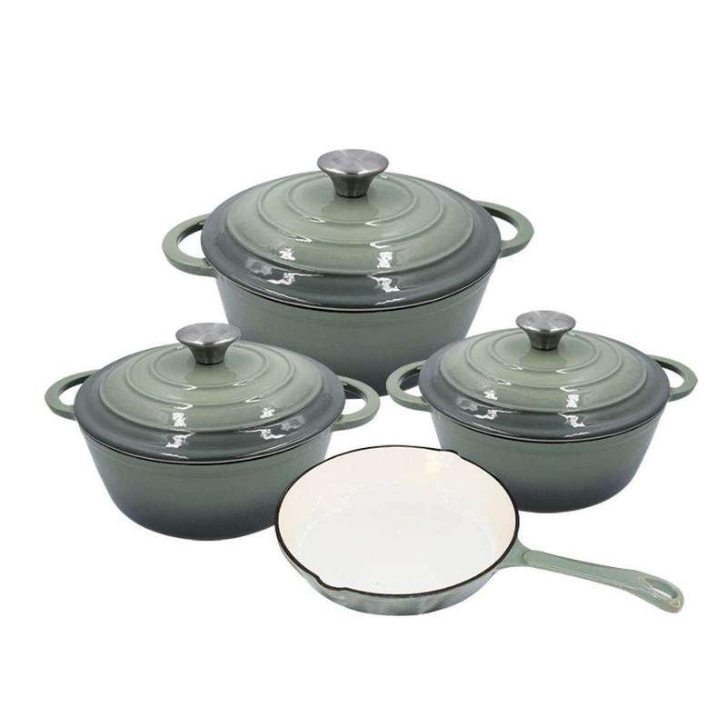 SMTE DH - Round Dutch Oven ceramic pot with lid Enameled Cast Iron Combo - 7pcs with keychain