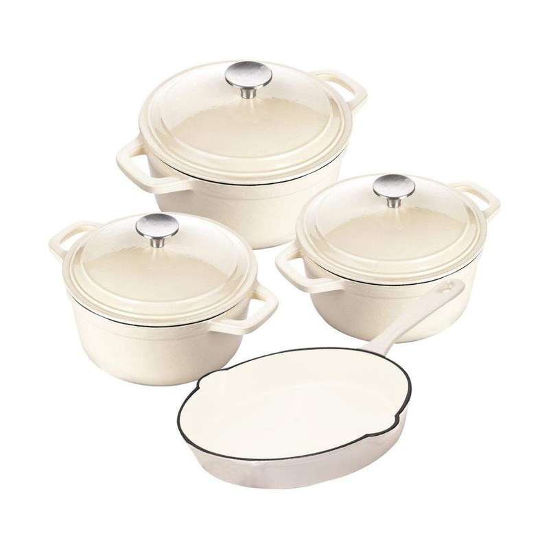 SMTE DH - New Design Dutch Pot Cookware Sets Cast Iron - 7 Piece with keychain