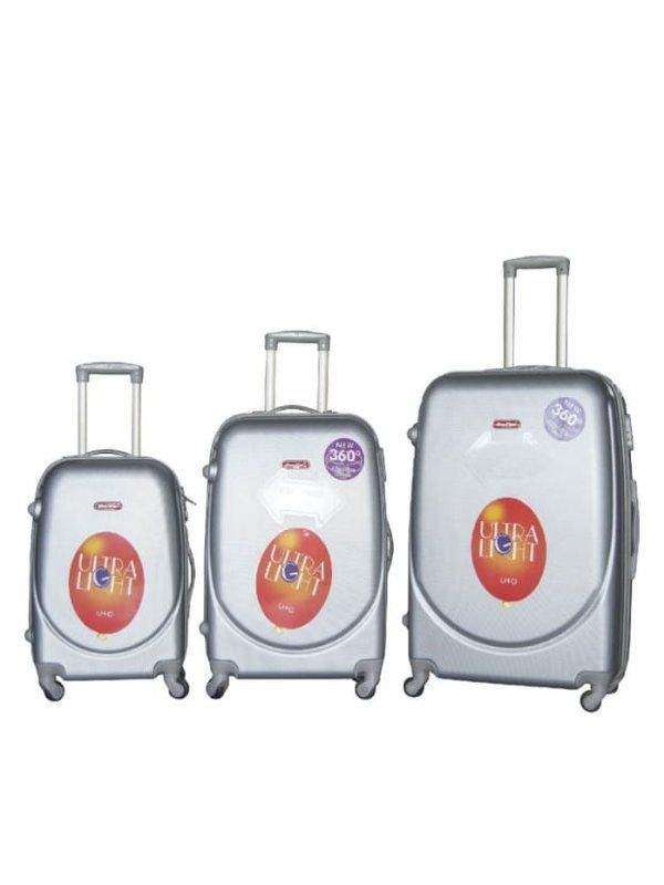 SMTE 3 Piece Luggage Set - Grey with keychain