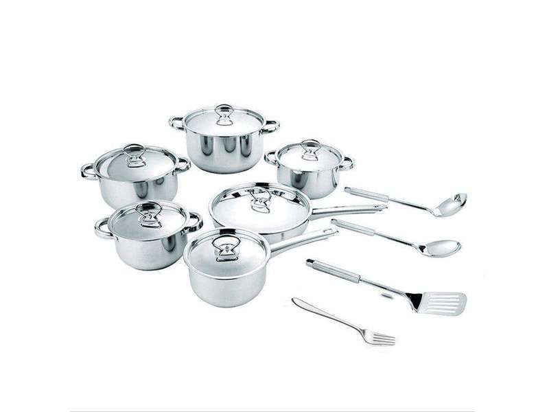 SMTE 16 Piece Stainless Steel Cookware Set with keychain