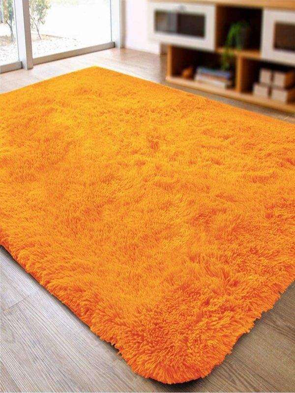 SMTE Orange Fluffy Shaggy Rug/Carpet (200cmx150cm) with keychain