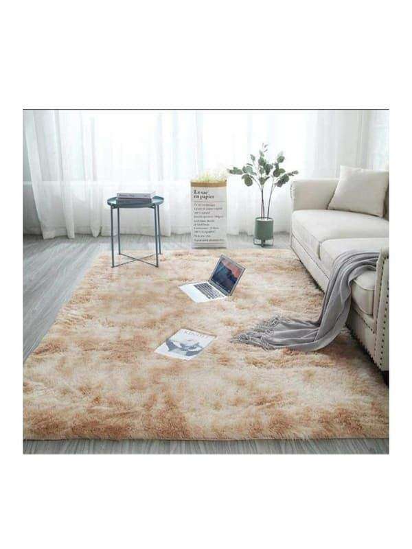 SMTE Soft Shaggy Fluffy Rug - Brown with keychain