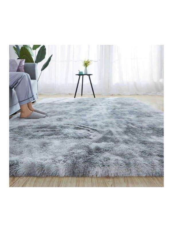 SMTE Soft Shaggy Fluffy Rug - Light Grey with keychain