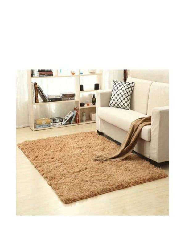 SMTE Soft Shaggy Fluffy Rug - Brown with keychain