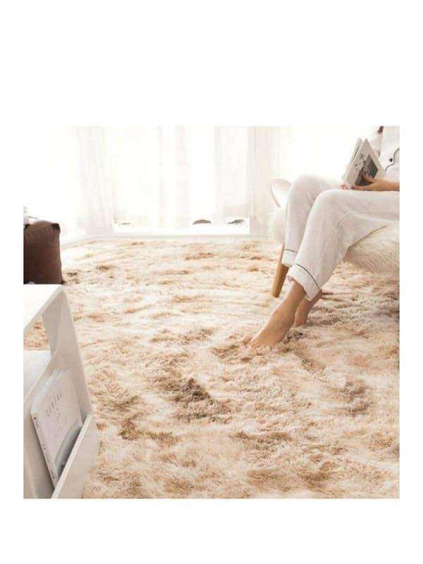 SMTE Soft Shaggy Fluffy Rug - Brown with keychain
