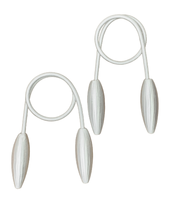 SMTE 2PC Fine Twist Wrap Curtain Tiebacks - White with keychain