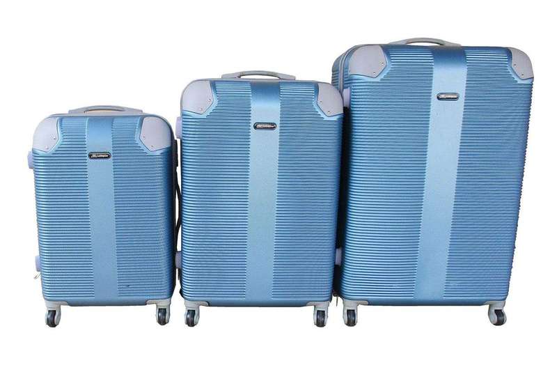 SMTE 3 Piece Hard Outer Shell Luggage Set - Light blue with keychain