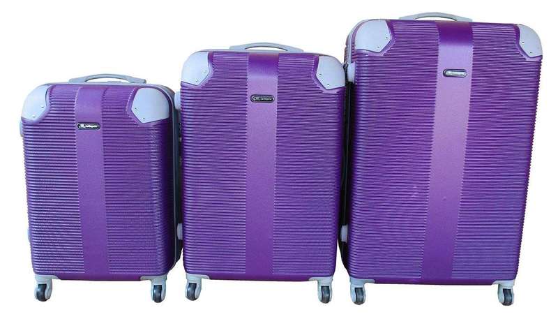 SMTE 3 Piece Hard Outer Shell Luggage Set - Purple with keychain