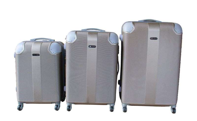 SMTE 3 Piece Hard Outer Shell Luggage Set - Gold with keychain
