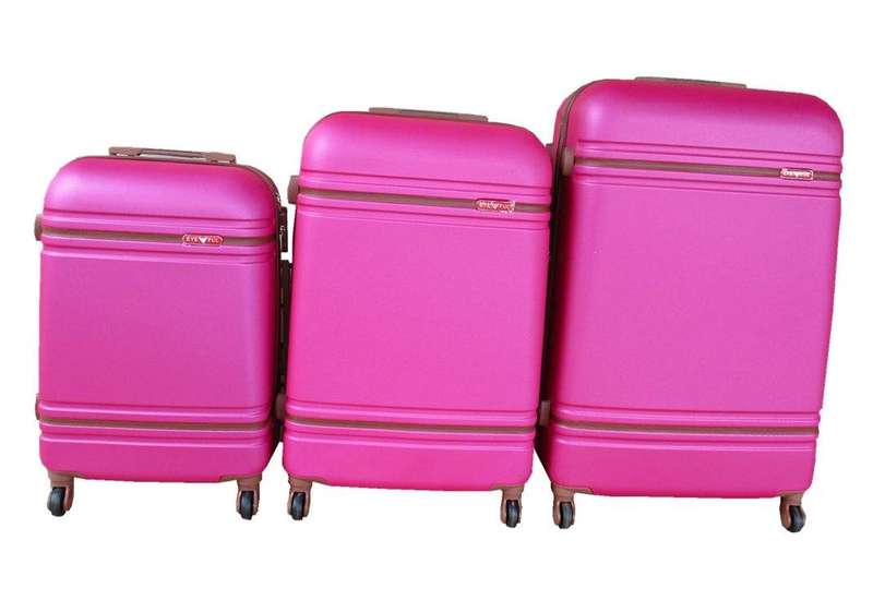 SMTE 3 Piece Nexco Travel Luggage Bag Set - Pink with keychain