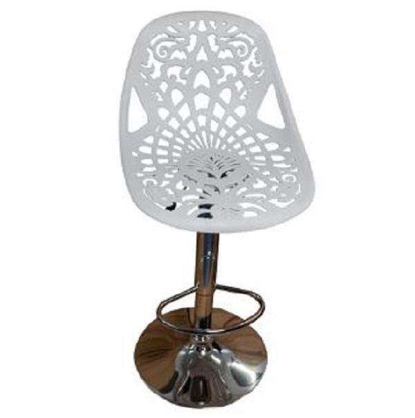 SMTE Reena Floral Barstool / Patio stools - White with keychain