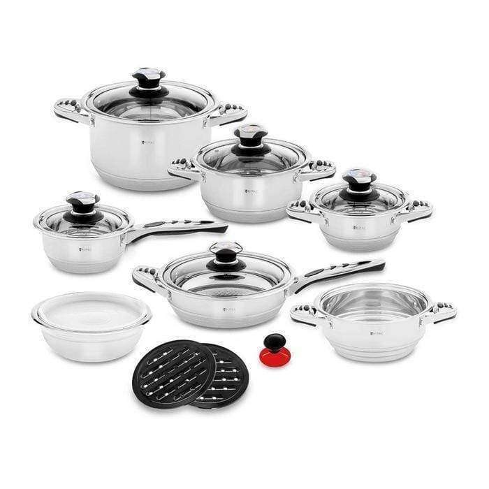 SMTE Tommy Leopard 16 Piece Cookware Set- Steel with keychain