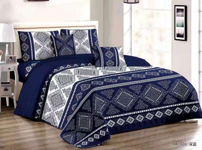 SMTE 5 Piece Quilt Set Blue Bedspread Set with keychain