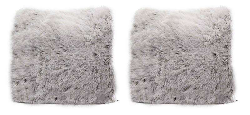 SMTE Colorful Faux Fur Cushion Set of 2 - White with keychain