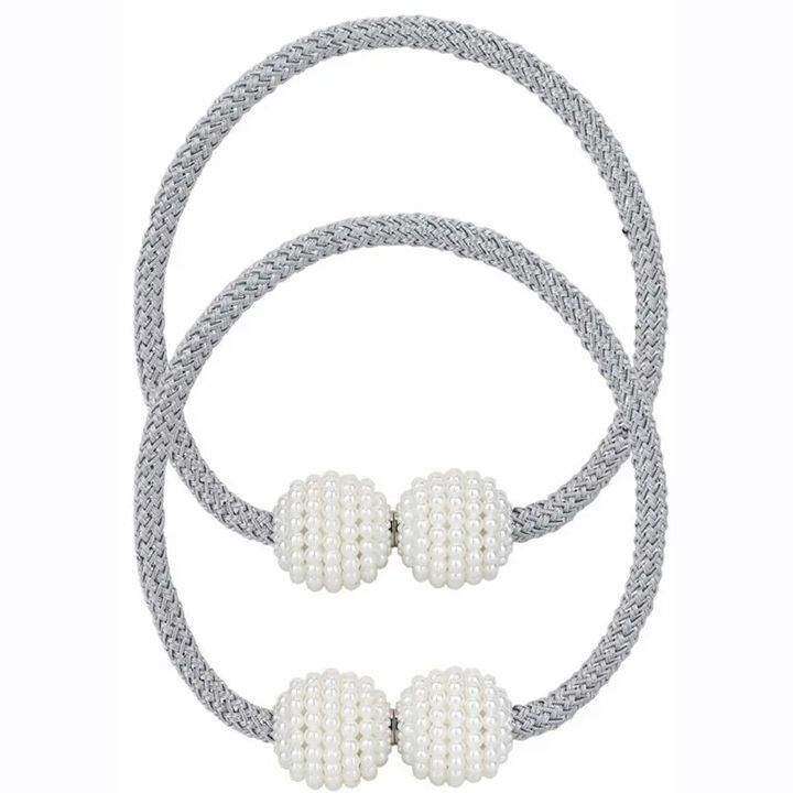 SMTE Magnetic Curtain Rope Tieback with Pearl Design SL30111 with keychain