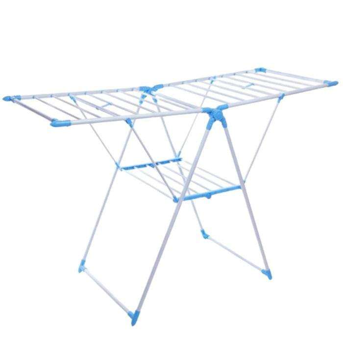 SMTE Foldable Clothing Drying Rack - Grey & Light Blue with keychain