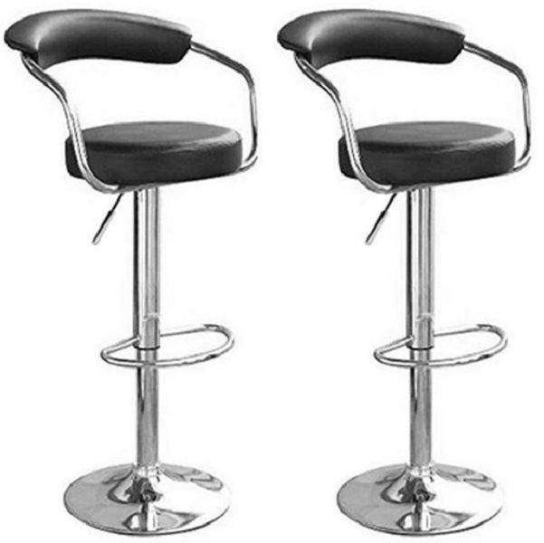 SMTE Broadway - Modern PU Leather Barstool - Black (set of 2) with keychain