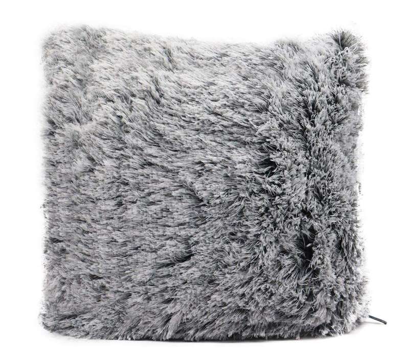 SMTE Colorful Faux Fur Cushion - Grey with keychain