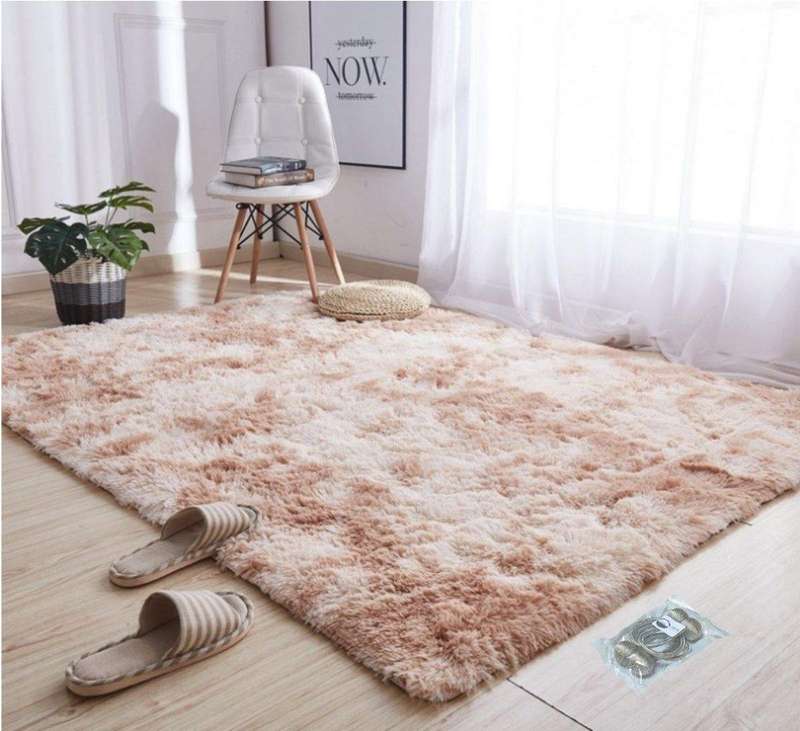 SMTE New Large Premium Heavy Duty Fluffy Carpet/Rug & Complementary SMTE Tieback - Light Brown Mi...