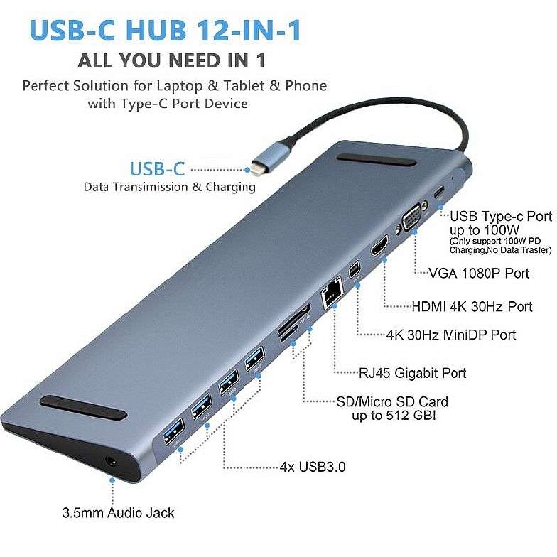 DOCKING STATION TYPE C 12 IN 1  SATURN