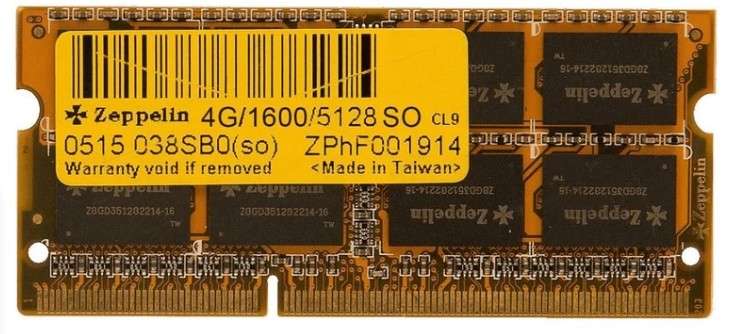 4G DDR3 1600 LAPTOP ZEPPELIN RAM LV