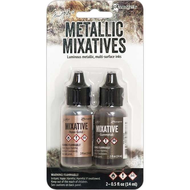 Tim Holtz Alcohol Ink Metallic Mixatives - Rose Gold & Gunmetal