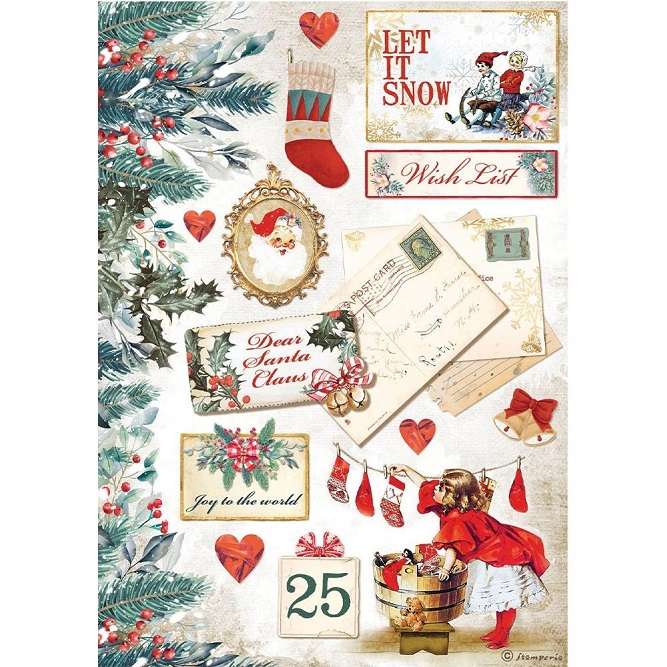 Stamperia Rice Paper - Let It Snow Cards
