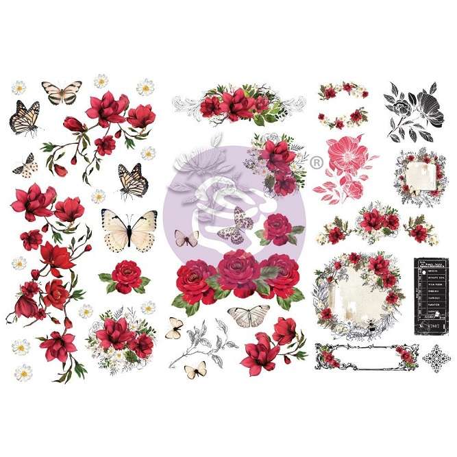 Prima - Magnolia Rouge Rub-On Transfers