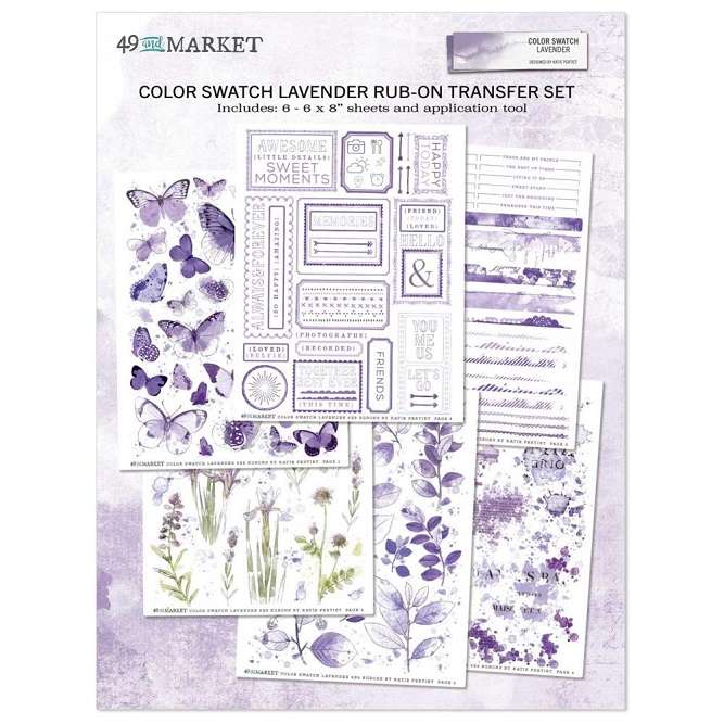 49 & Market - Lavender Rub-Ons 6"X8"