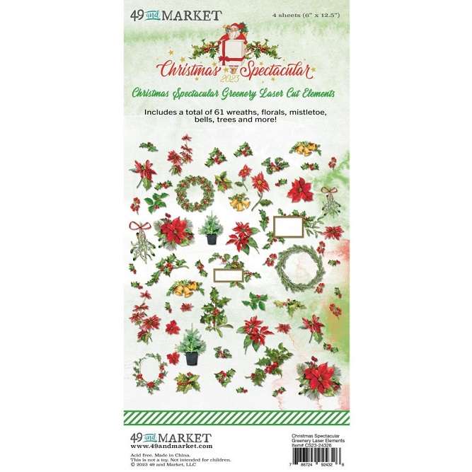 49 & Market - Christmas Greenery Rub-Ons 6"X8"
