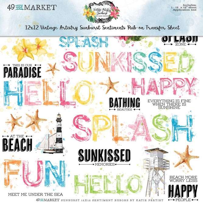 49 & Market - Sunburst Sentiments Rub-Ons 12"X12"
