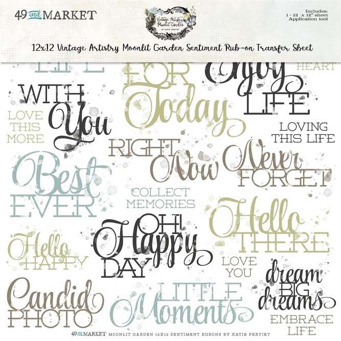 49 & Market - Moonlit Garden Sentiments Rub-Ons 12"X12"