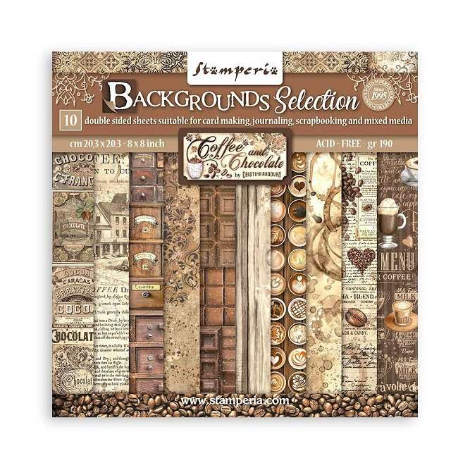 Stamperia - Coffee And Chocolate Backgrounds 8"X8"