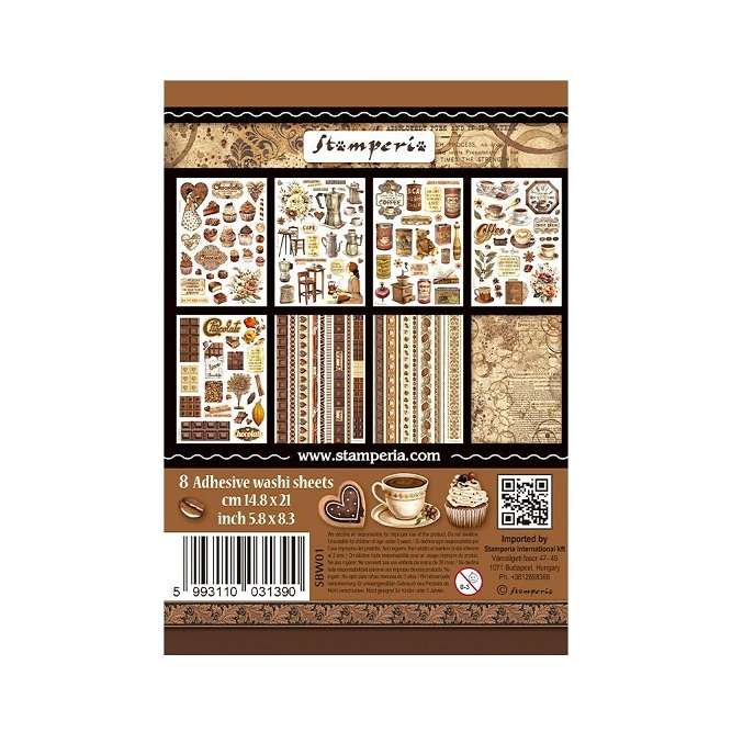 Stamperia Washi pad 8xA5 - Coffee And Chocolate
