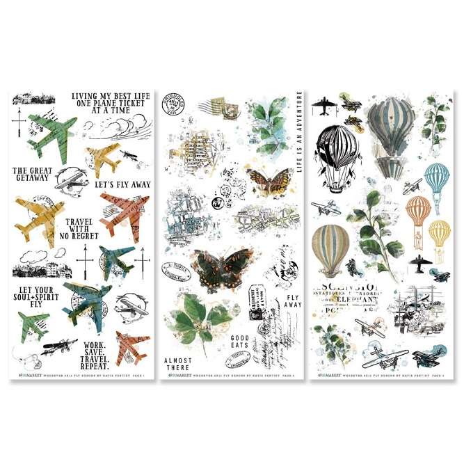 49 & Market - Fly Wherever Rub-Ons 6"X8"