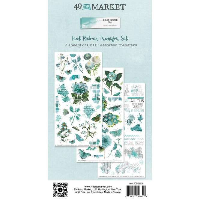 49 & Market - Teal Rub-On 6"X8"