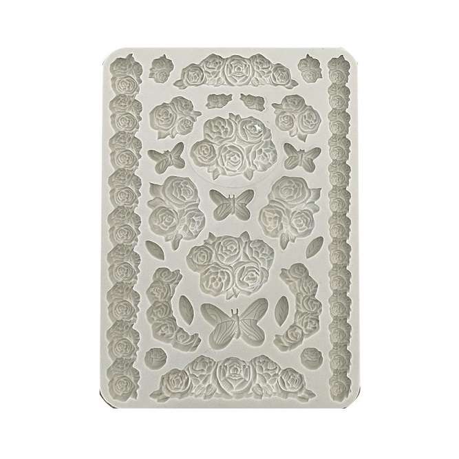Stamperia Silicon mould A5 - Shabby Rose Roses And Butterfly