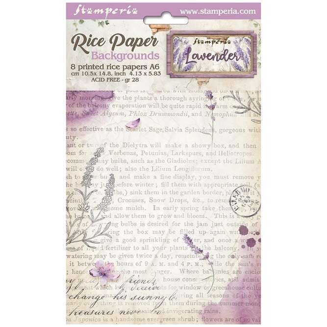 Stamperia Assorted Rice Paper - Lavender A6