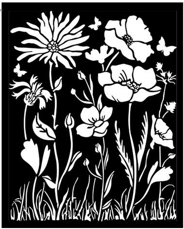 Stamperia Thick stencil 20X25 - Atelier poppy and flower