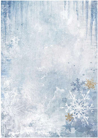 Stamperia Rice paper - Create Happiness Dewdrops blue snowflakes