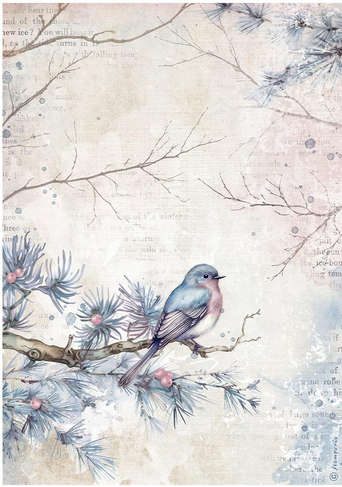 Stamperia Rice paper - Create Happiness Dewdrops bird