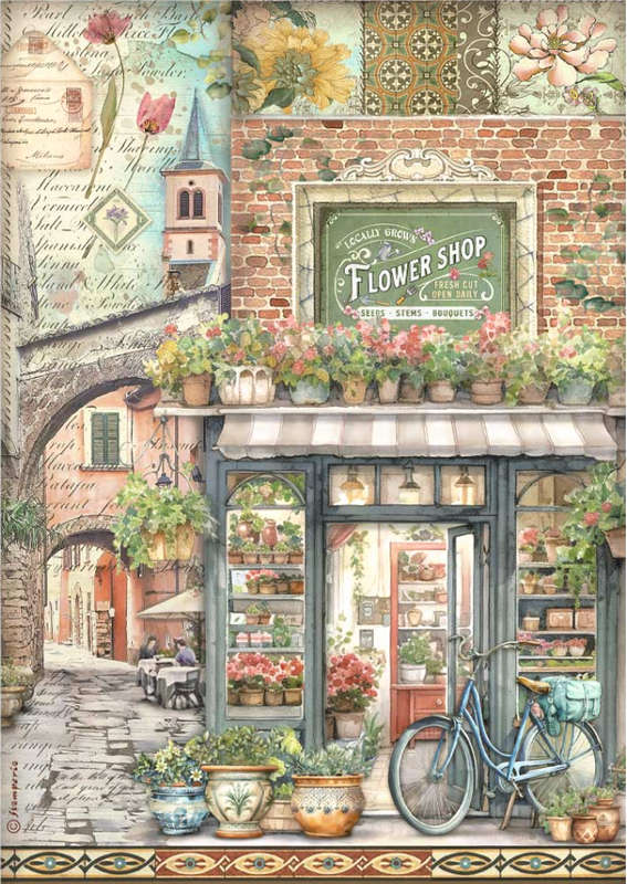 Stamperia Rice Paper - Art of Travelling farmer's market