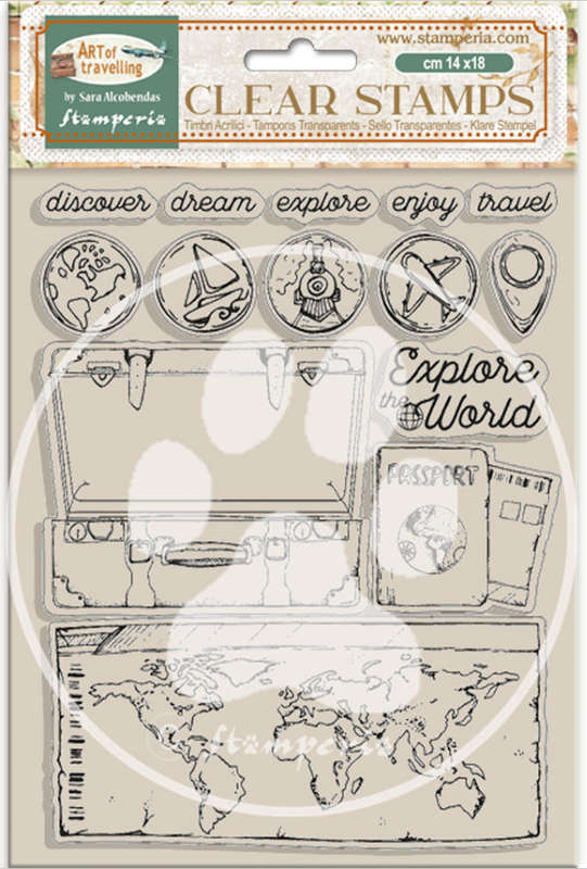 Stamperia Acrylic stamp 14x18 - Art of Travelling