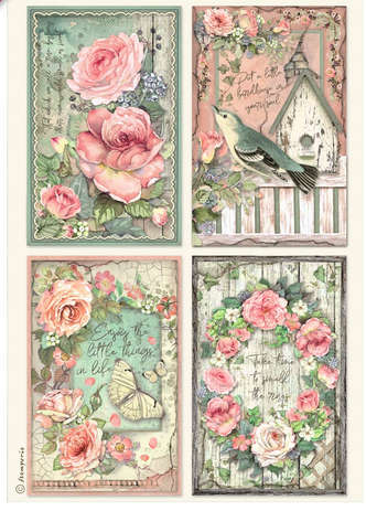 Stamperia Rice paper - House of Roses 4 cards