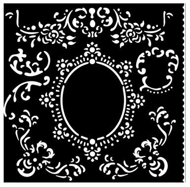 Stamperia Thick stencil 18X18 - House of Roses border with frame